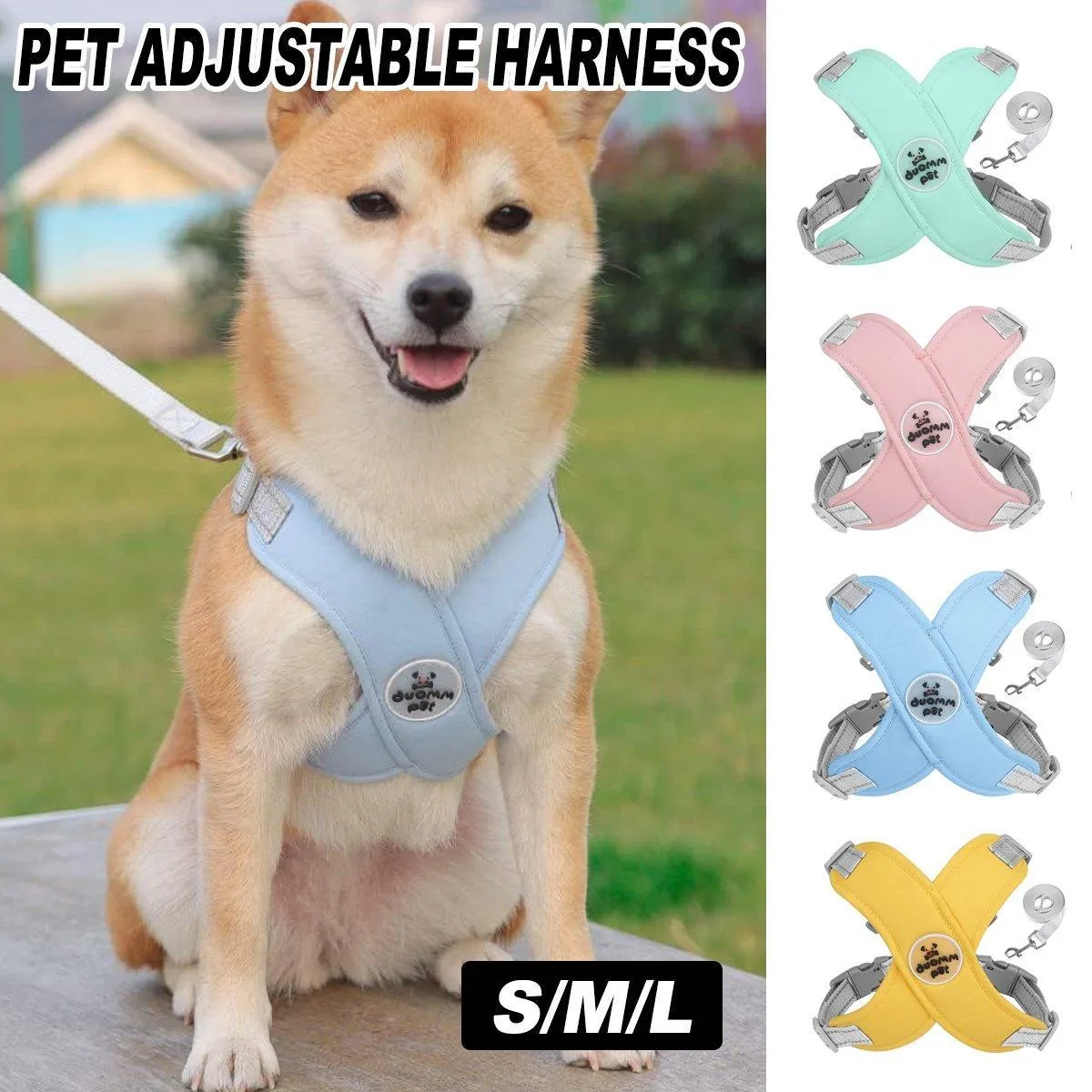Reflective Dog Leash Vest Type Pet Harness Adjustable Chest Strap Small Dogs