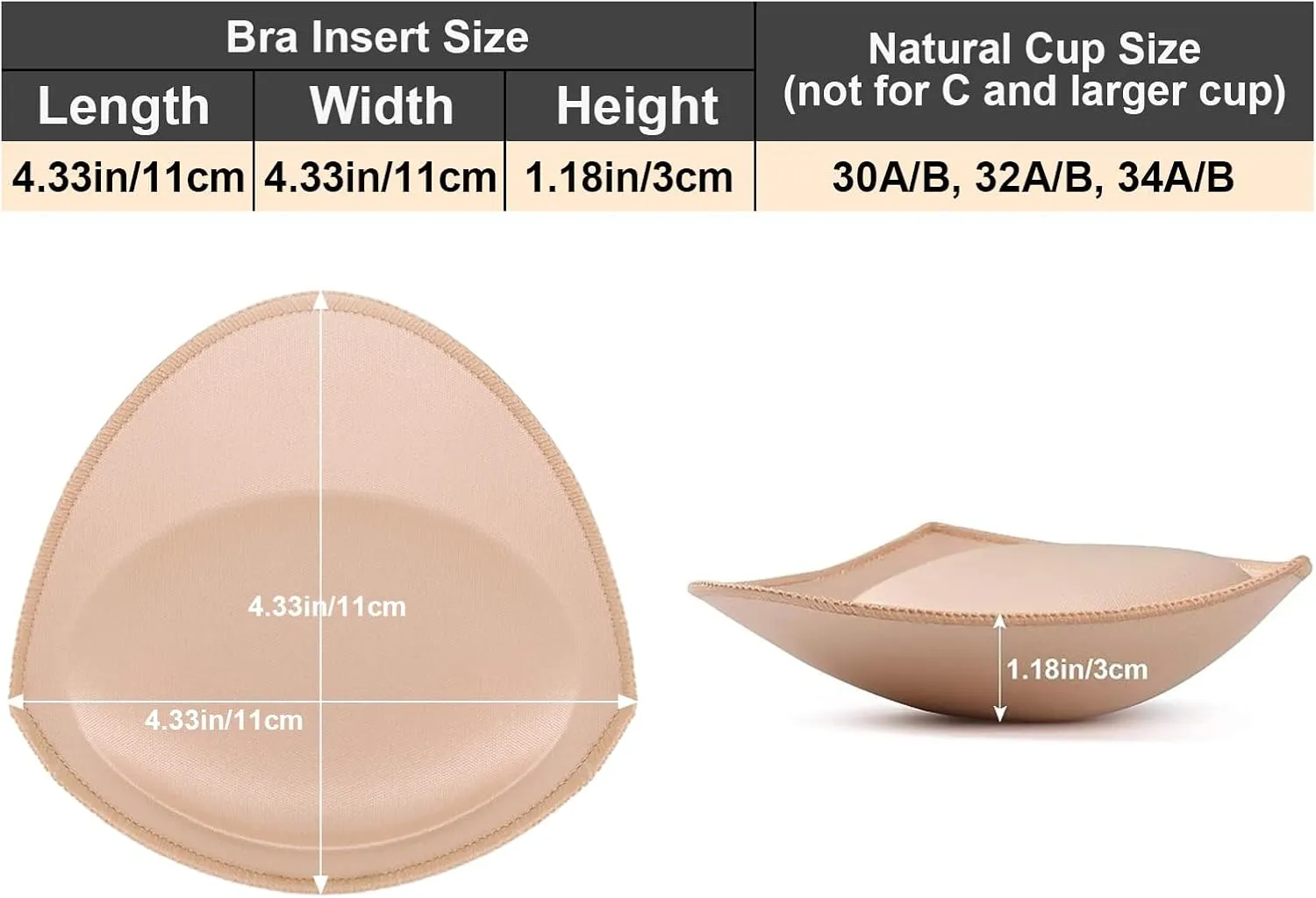 RELLECIGA Women's Push Up Bra Inserts Breast Enhancer Cups Removable Sport Bra Cups Inserts