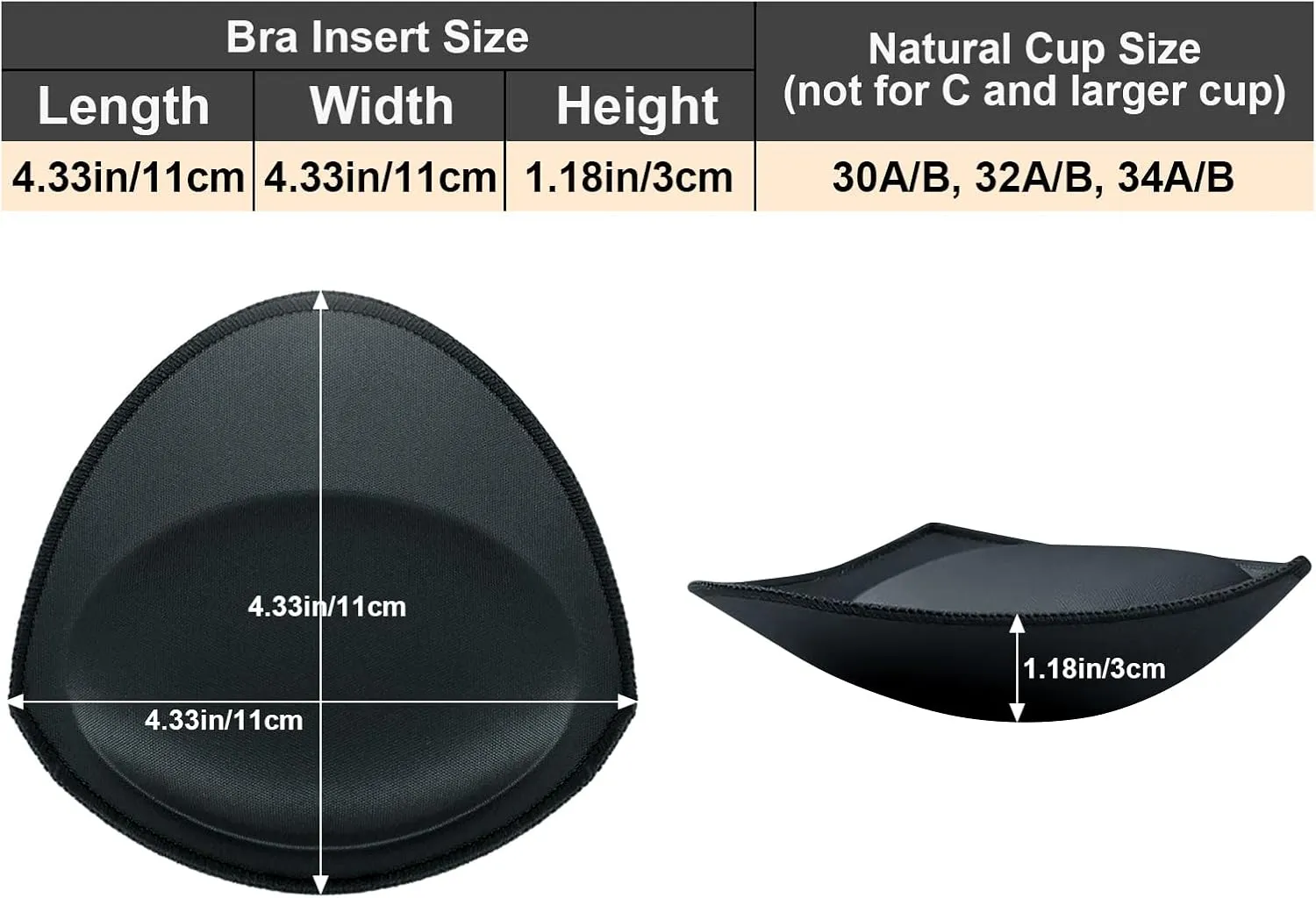 RELLECIGA Women's Push Up Bra Inserts Breast Enhancer Cups Removable Sport Bra Cups Inserts