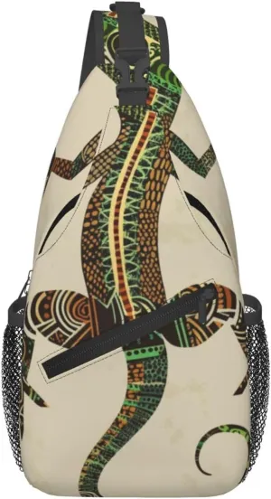Reptile Pattern Sling Bag Cross Body Bag Shoulder Bag Fanny Pack Travel Hiking Daypack For Women Men