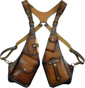Retro Anti-Theft Harness Bag, Punk Style Anti-Theft Harness Wallet, Vintage Medieval Harness Wallet, Adjustable PU Leather Strap Wallet (Brown)