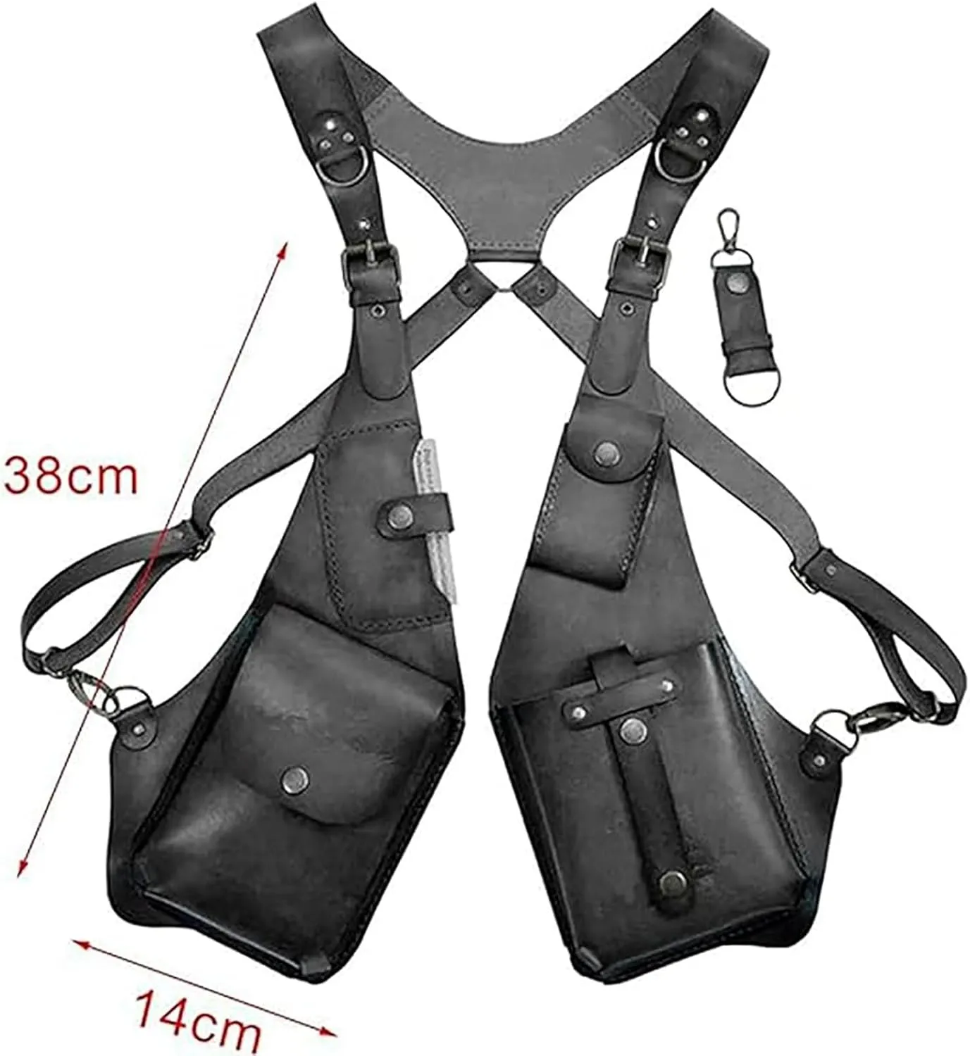 Retro Anti-Theft Harness Bag, Punk Style Anti-Theft Harness Wallet, Vintage Medieval Harness Wallet, Adjustable PU Leather Strap Wallet (Coffee)