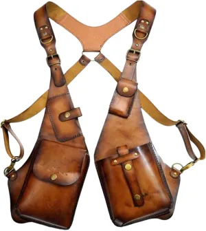 Retro Anti-Theft Harness Bag, Punk Style Anti-Theft Harness Wallet, Vintage Medieval Harness Wallet, Adjustable PU Leather Strap Wallet (Coffee)