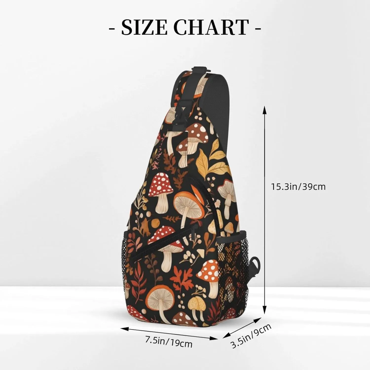 Retro Mushroom Crossbody Sling Bag for Women Men Chest Daypack Crossbody Backpack Travel Sports Hiking Working