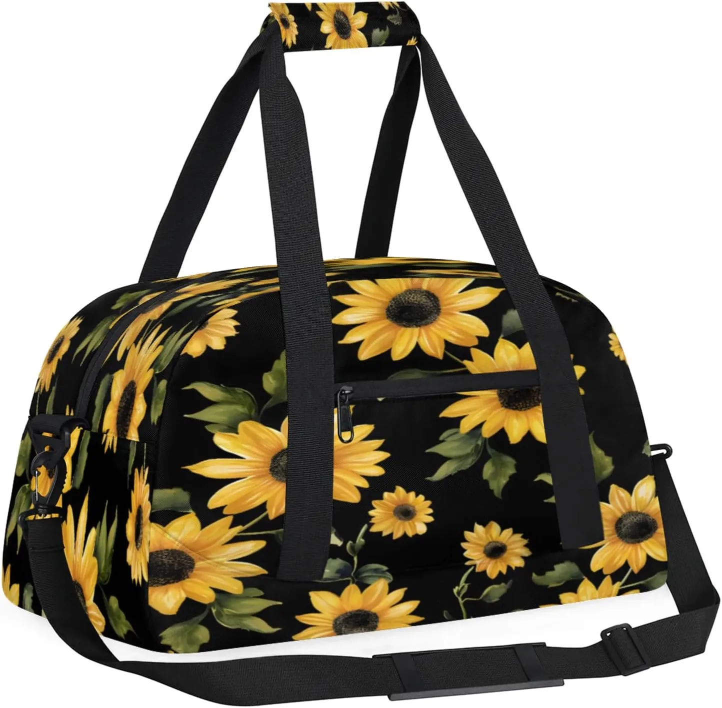 Retro Sunflowers Floral Small Gym Bag 18 inch Carry On Duffel Bag for Weekender Travel Sports Workout Yoga Gymnastics Dance Ballet