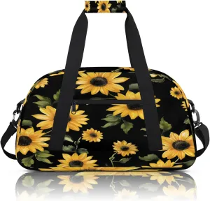 Retro Sunflowers Floral Small Gym Bag 18 inch Carry On Duffel Bag for Weekender Travel Sports Workout Yoga Gymnastics Dance Ballet