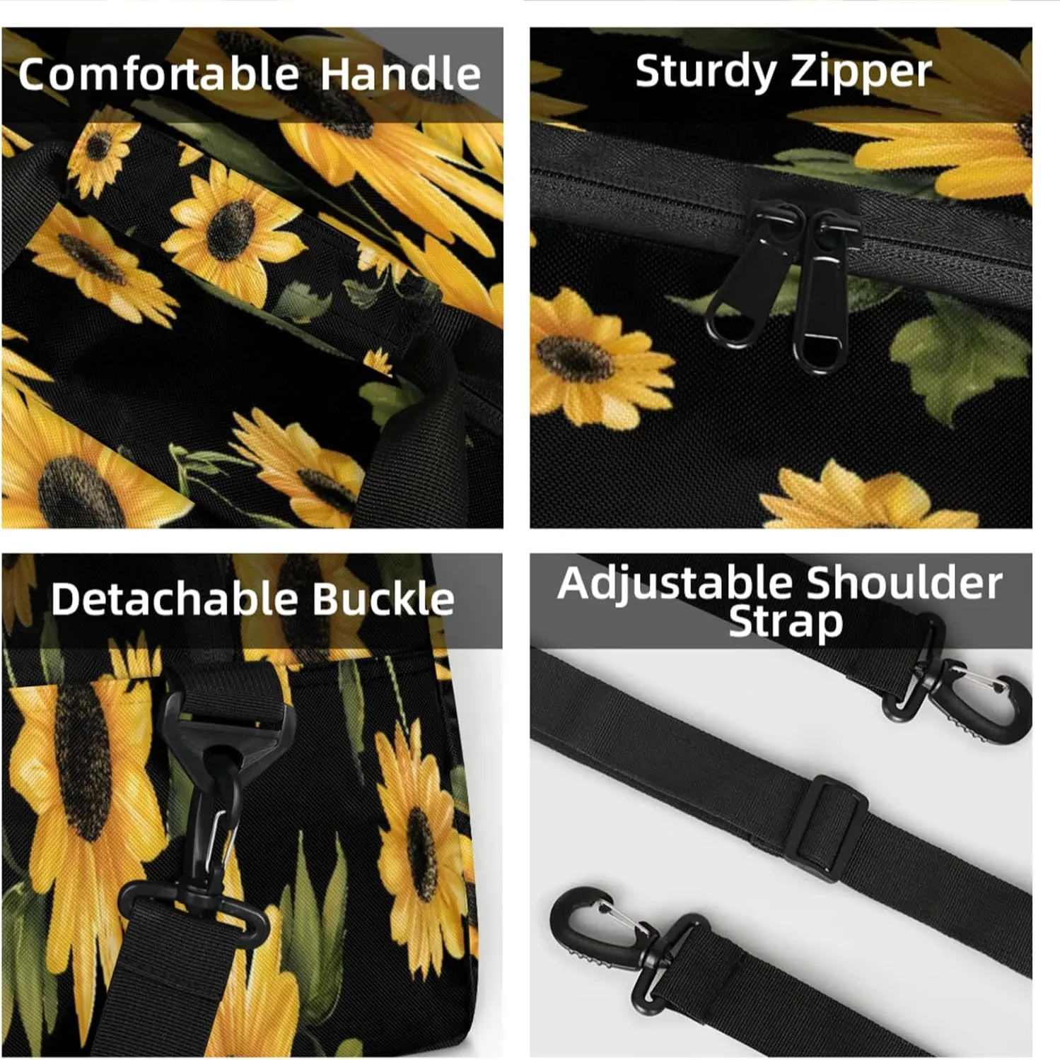 Retro Sunflowers Floral Small Gym Bag 18 inch Carry On Duffel Bag for Weekender Travel Sports Workout Yoga Gymnastics Dance Ballet
