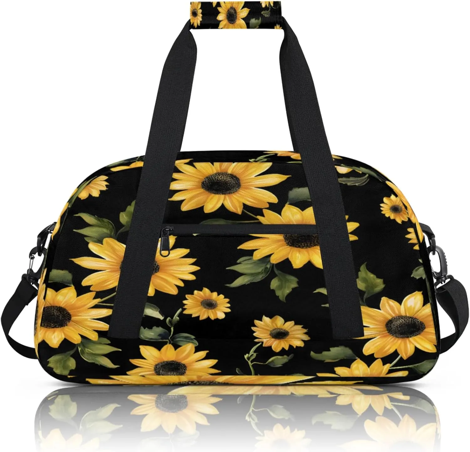 Retro Sunflowers Floral Small Gym Bag 18 inch Carry On Duffel Bag for Weekender Travel Sports Workout Yoga Gymnastics Dance Ballet