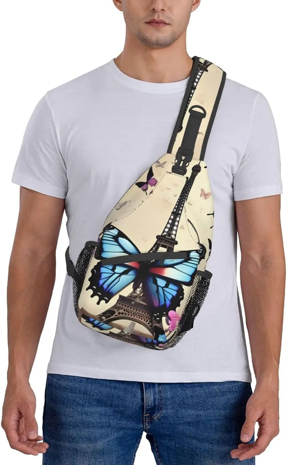 Romantic Paris Eiffel Unisex Casual Diagonal Chest Bag,Multipurpose Crossbody Shoulder Bag Travel Hiking Daypack