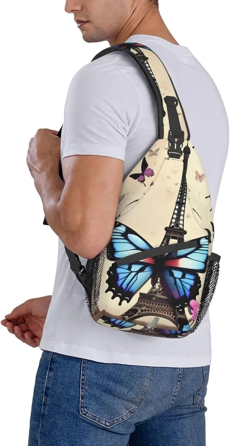 Romantic Paris Eiffel Unisex Casual Diagonal Chest Bag,Multipurpose Crossbody Shoulder Bag Travel Hiking Daypack