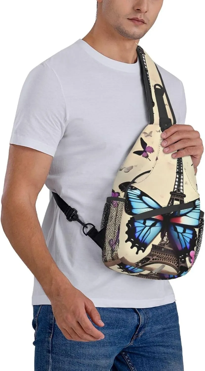 Romantic Paris Eiffel Unisex Casual Diagonal Chest Bag,Multipurpose Crossbody Shoulder Bag Travel Hiking Daypack