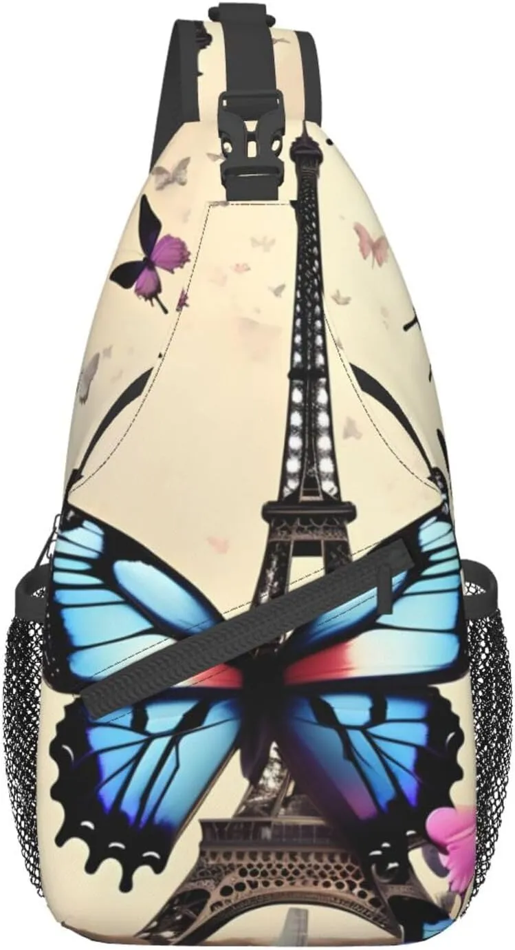 Romantic Paris Eiffel Unisex Casual Diagonal Chest Bag,Multipurpose Crossbody Shoulder Bag Travel Hiking Daypack