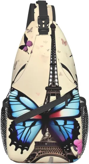 Romantic Paris Eiffel Unisex Casual Diagonal Chest Bag,Multipurpose Crossbody Shoulder Bag Travel Hiking Daypack
