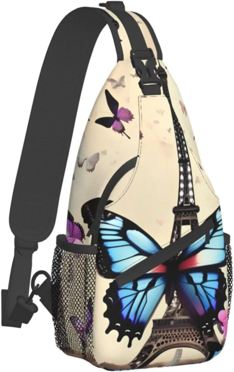 Romantic Paris Eiffel Unisex Casual Diagonal Chest Bag,Multipurpose Crossbody Shoulder Bag Travel Hiking Daypack
