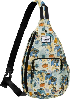 Rope Sling Bag for Women Men Casual Cross Body Daypack Backpack Adjustable Strap Water Repellent for Travel/Sport