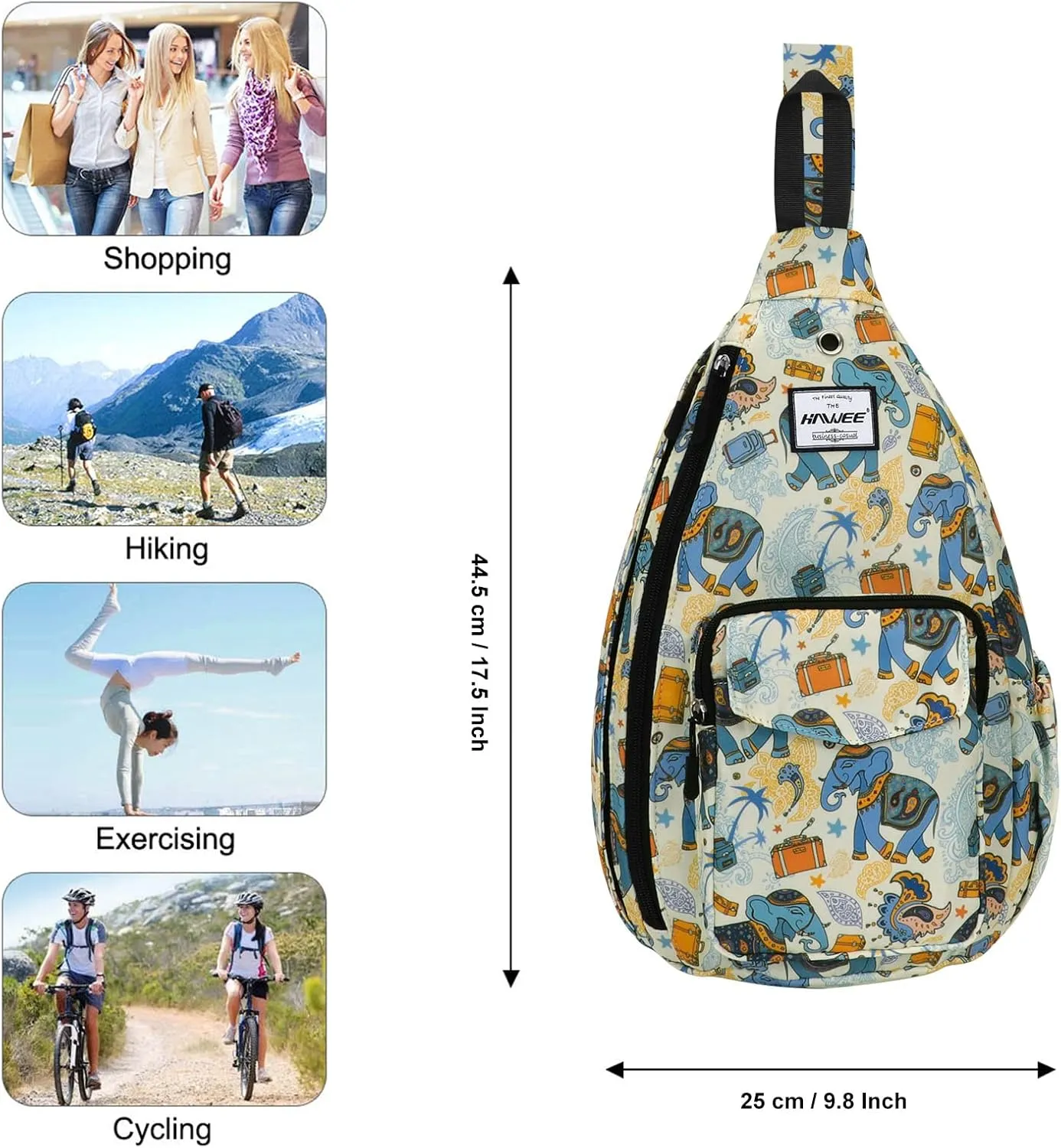 Rope Sling Bag for Women Men Casual Cross Body Daypack Backpack Adjustable Strap Water Repellent for Travel/Sport
