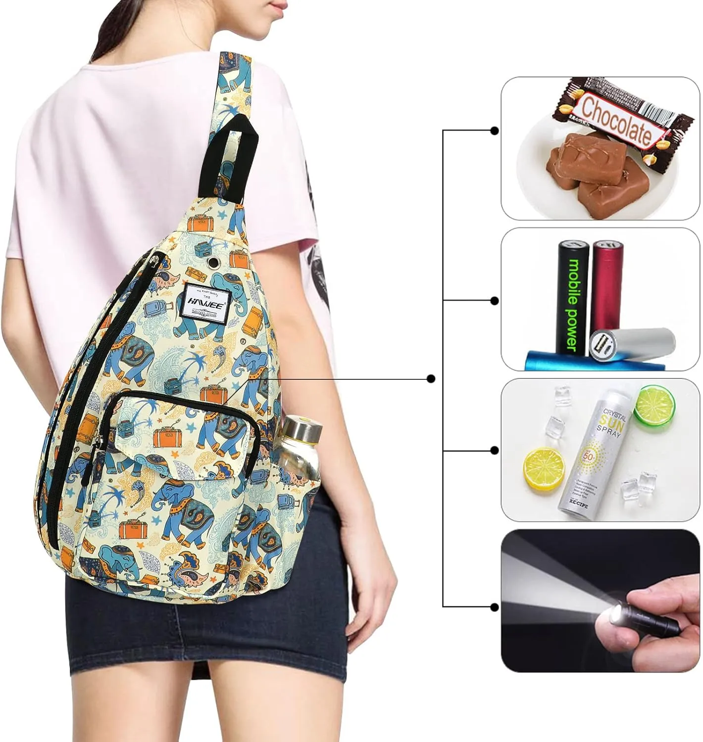Rope Sling Bag for Women Men Casual Cross Body Daypack Backpack Adjustable Strap Water Repellent for Travel/Sport