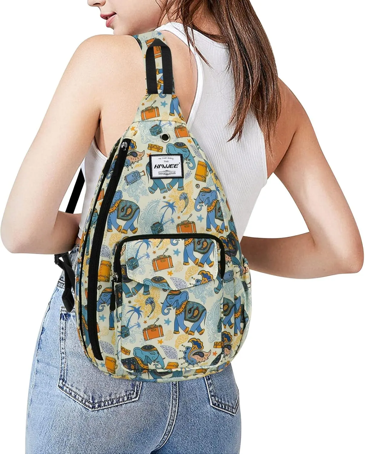 Rope Sling Bag for Women Men Casual Cross Body Daypack Backpack Adjustable Strap Water Repellent for Travel/Sport
