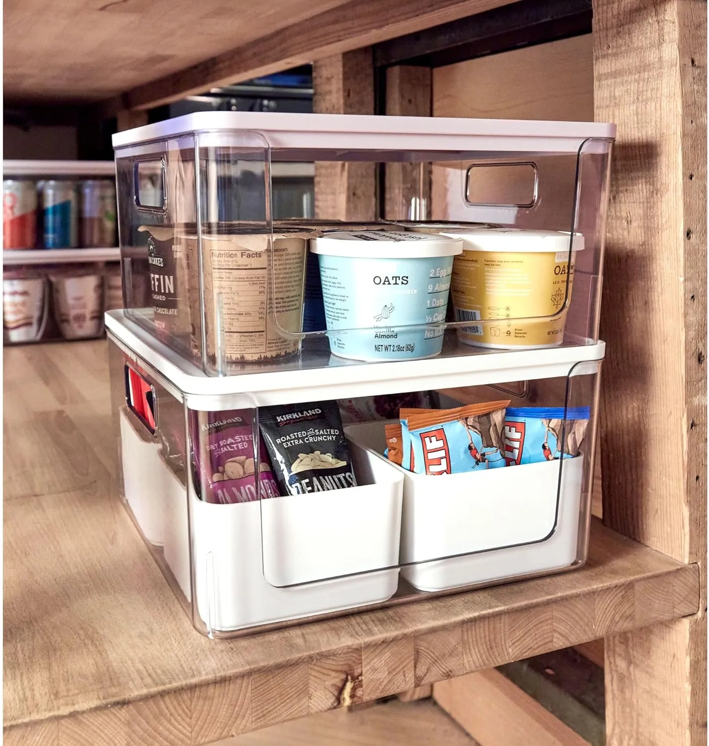 Rosanna Pansino x iDesign Recycled Plastic Kitchen Storage Bins, Includes 1 Large Bin with Lid and 4 Medium Bins, Marshmallow Bins/Marshmallow Lid, 12" x 12" x 6"