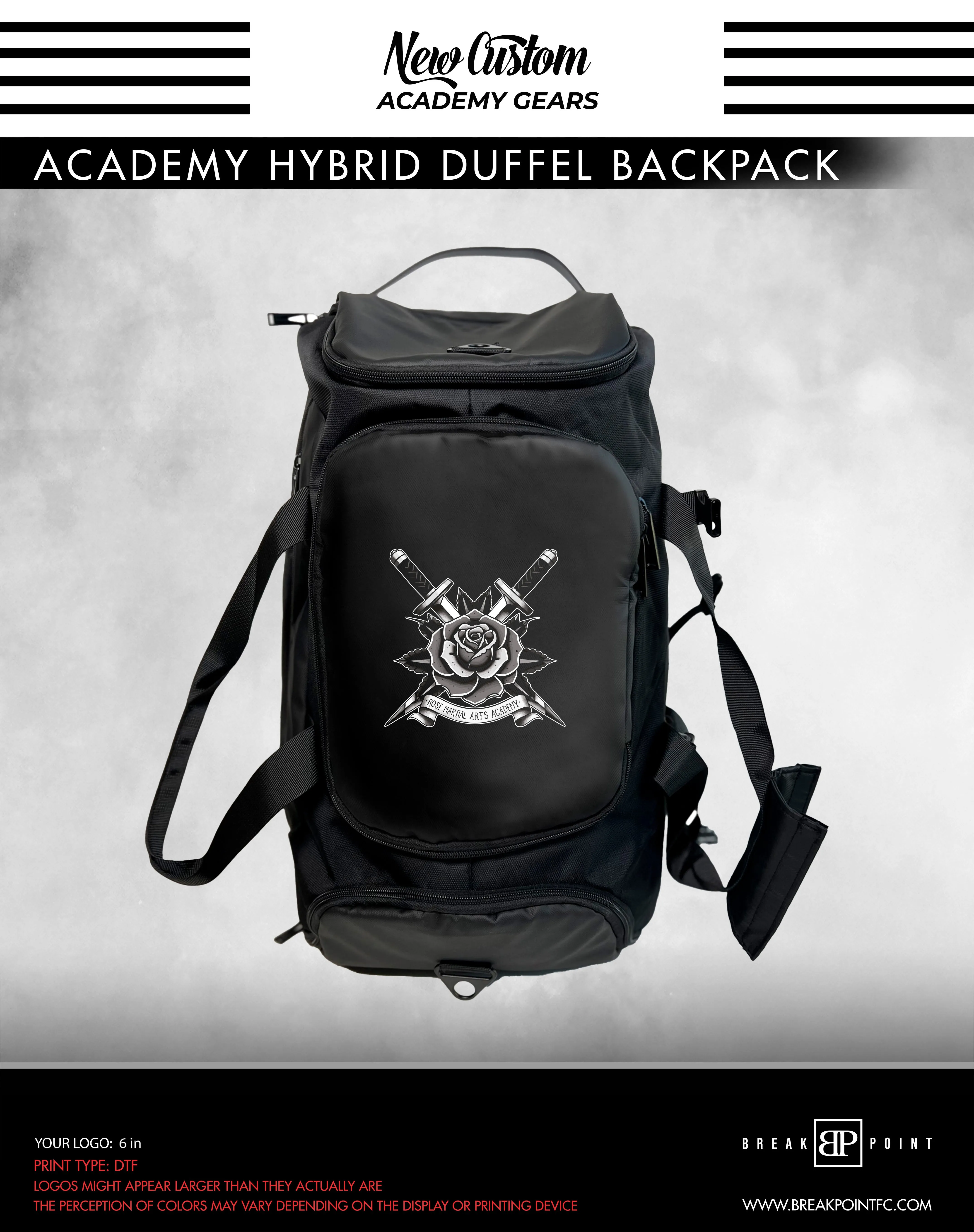 Rose Martial Arts Academy Hybrid Duffel Backpack #1413