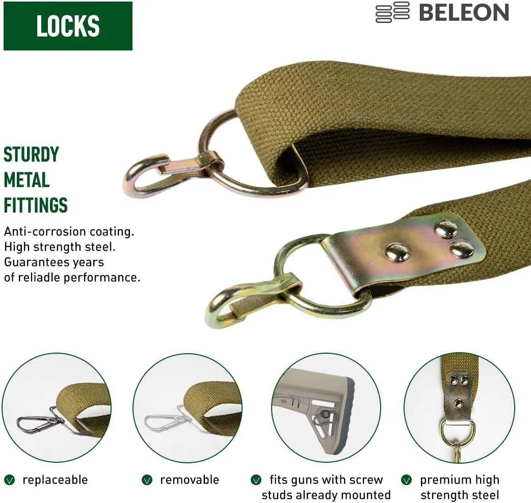 Russian Two Point Sling with Metal Hook Soviet Military Canvas Rifle Sling for Outdoors