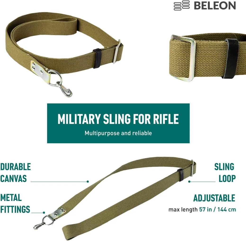 Russian Two Point Sling with Metal Hook Soviet Military Canvas Rifle Sling for Outdoors