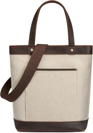 S-ZONE Canvas Leather Tote Bag for Women Designer Crossbody Handbag Satchel Shoulder Purses Top Handle Handbag