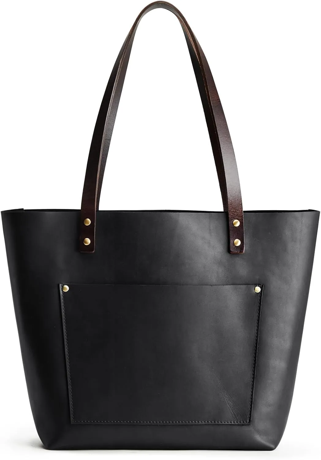 S-ZONE Leather Tote Bag for Women Large Work Shoulder Purses and Handbags with Outside Pocket