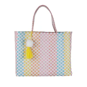 Sabrina Woven Tote   Multi/White  17x14x5