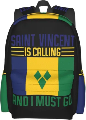 Saint Vincent is calling and I must go Casual Backpack Large Capacity Travel Backpacks Laptop Daypack Commuter Rucksack Adjustable Strap Sports Bags for Hiking Biking