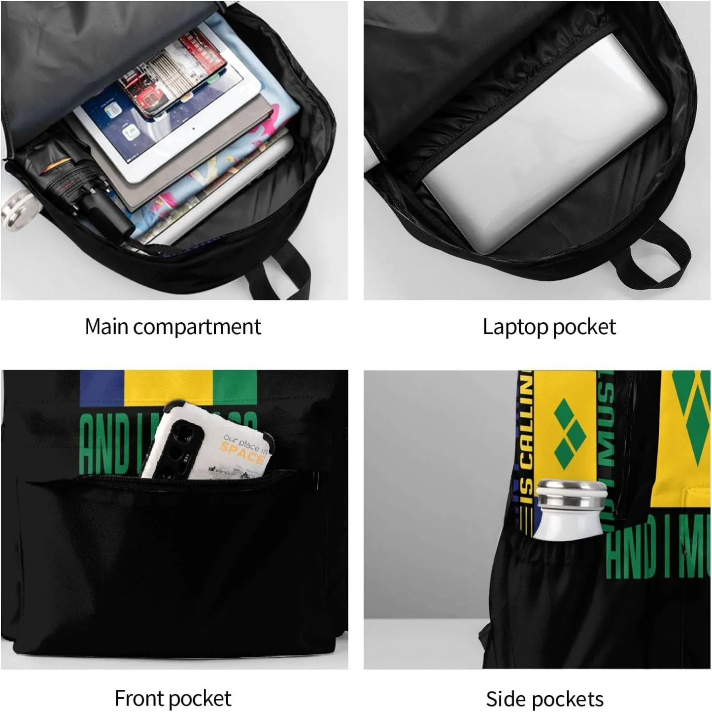 Saint Vincent is calling and I must go Casual Backpack Large Capacity Travel Backpacks Laptop Daypack Commuter Rucksack Adjustable Strap Sports Bags for Hiking Biking