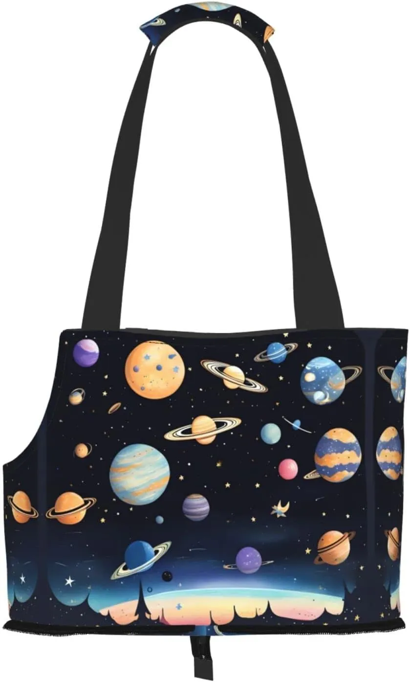Saturn Jupiter Earth Pet Tote Bag - Waterproof and Wear-Resistant Portable Shoulder Bag for Small Dogs and Puppies
