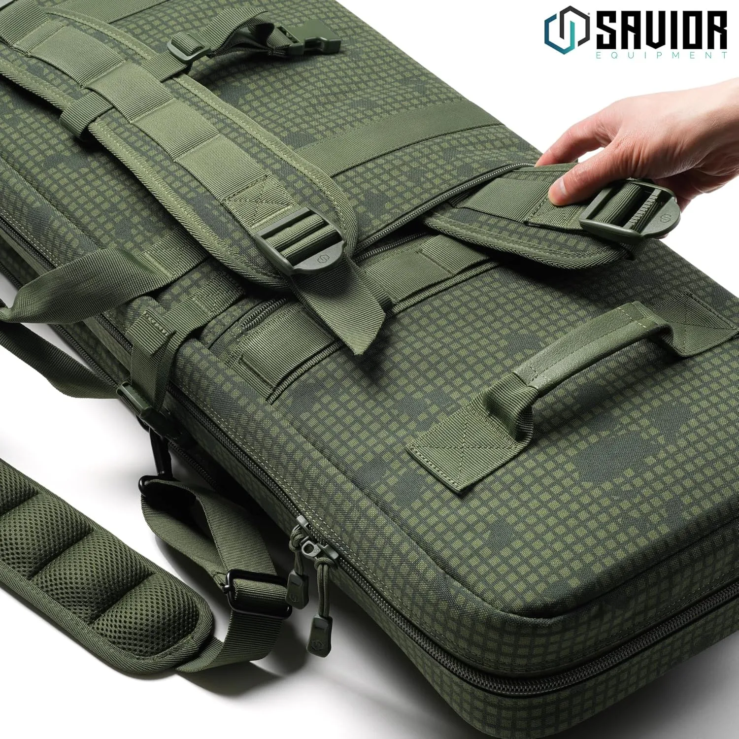 Savior Equipment Urban Warfare Tactical Double Long Gun Bag Case Backpack w/Pistol Handgun Case, Lockable Zipper, Padded Side Carry Strap, Available Length in 36" 42" 46" 51" 55"