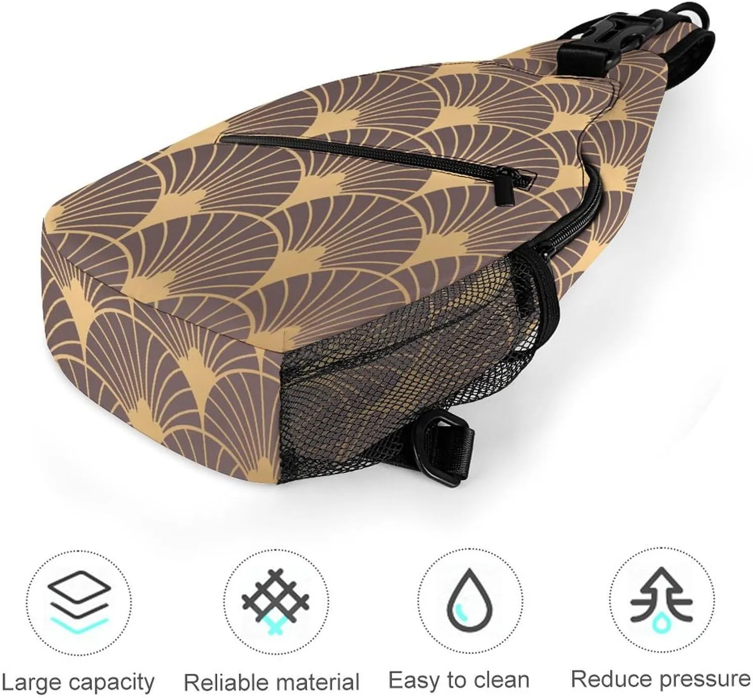 Scales-Vintage-Pattern Crossbody Sling Backpack, Shoulder Bag Chest Bag for Travel Sport Running