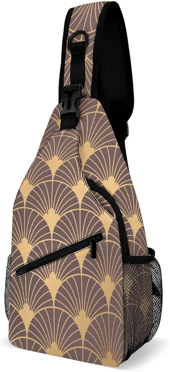 Scales-Vintage-Pattern Crossbody Sling Backpack, Shoulder Bag Chest Bag for Travel Sport Running