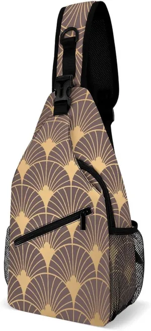 Scales-Vintage-Pattern Crossbody Sling Backpack, Shoulder Bag Chest Bag for Travel Sport Running
