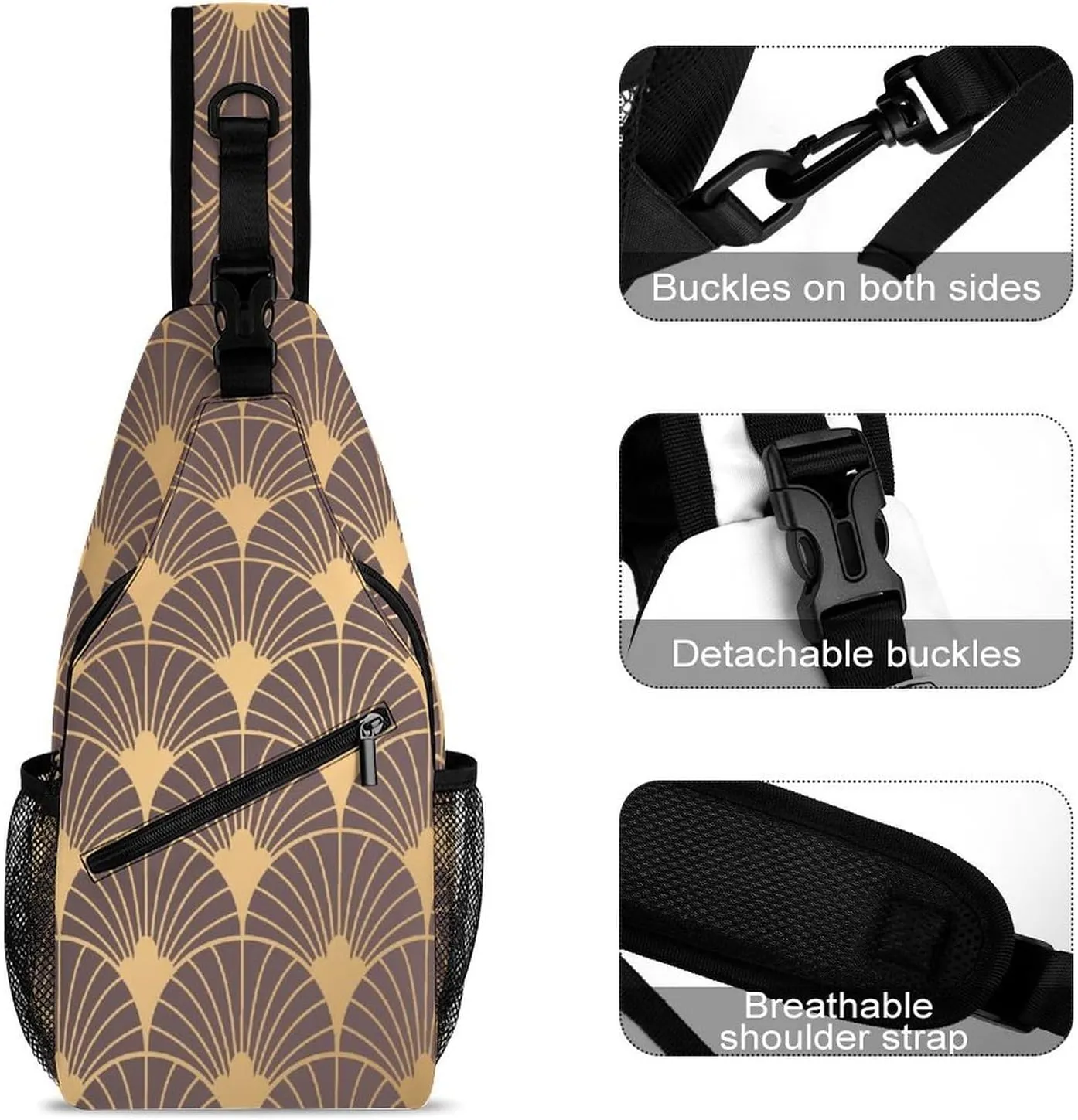 Scales-Vintage-Pattern Crossbody Sling Backpack, Shoulder Bag Chest Bag for Travel Sport Running