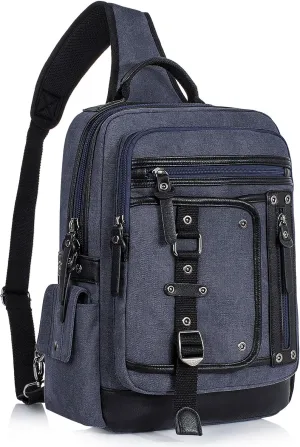 Schkleier Messenger Bag for Men Canvas Sling Bag Crossbody Backpack Laptop Shoulder Bag Hiking Daypacks Casual Tactical