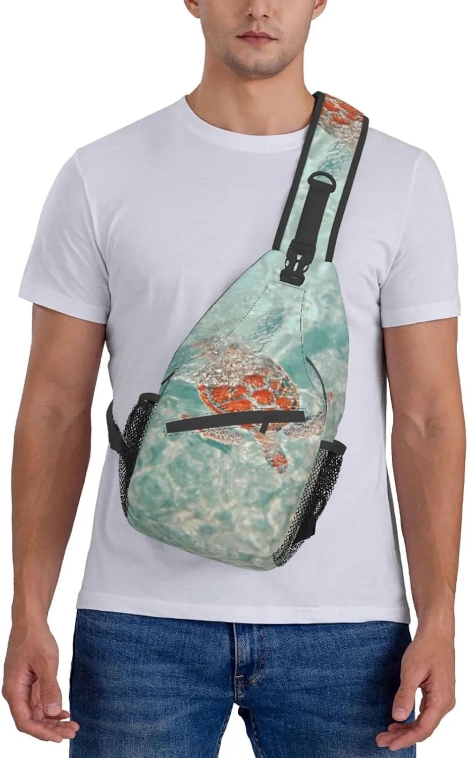 Sea Turtle Crossbody Bag Turtle Shoulder Bag Backpack Beach Sling Bag Chest Casual Daypack for Outdoor