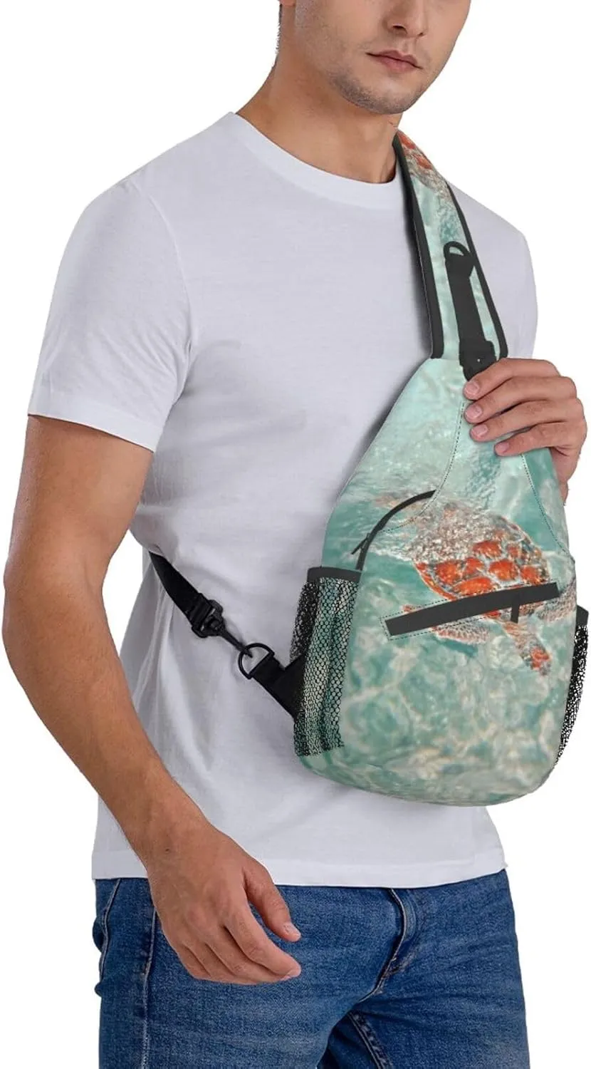 Sea Turtle Crossbody Bag Turtle Shoulder Bag Backpack Beach Sling Bag Chest Casual Daypack for Outdoor