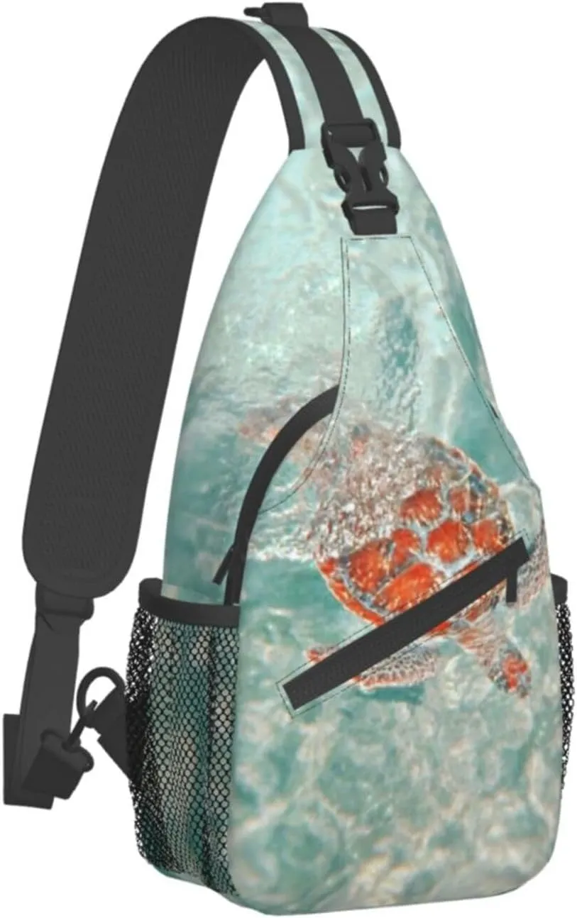 Sea Turtle Crossbody Bag Turtle Shoulder Bag Backpack Beach Sling Bag Chest Casual Daypack for Outdoor