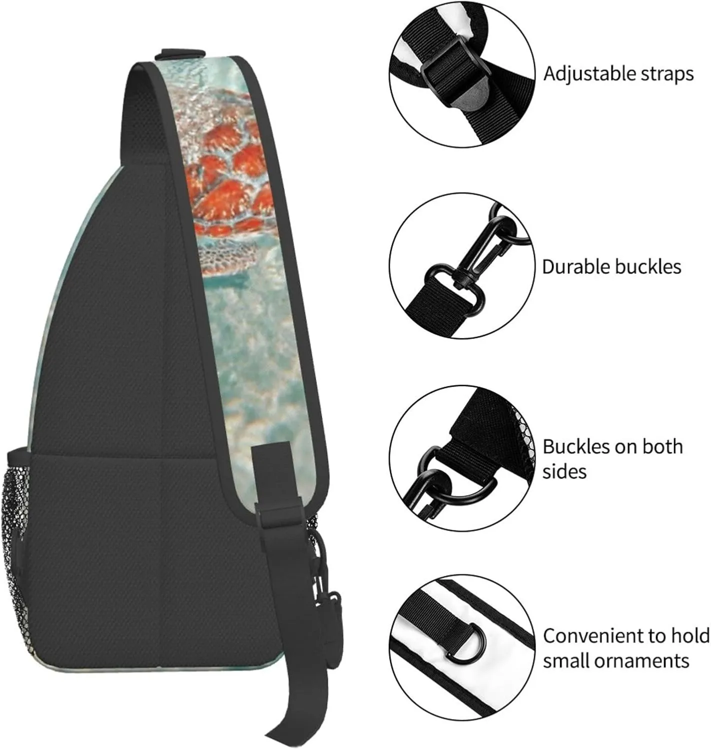 Sea Turtle Crossbody Bag Turtle Shoulder Bag Backpack Beach Sling Bag Chest Casual Daypack for Outdoor