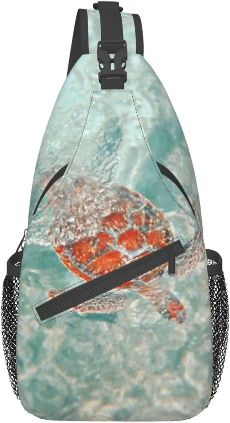 Sea Turtle Crossbody Bag Turtle Shoulder Bag Backpack Beach Sling Bag Chest Casual Daypack for Outdoor