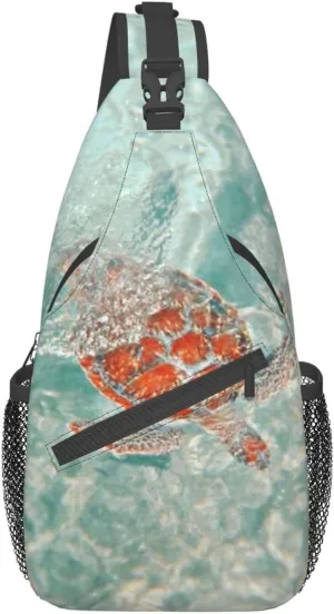 Sea Turtle Crossbody Bag Turtle Shoulder Bag Backpack Beach Sling Bag Chest Casual Daypack for Outdoor
