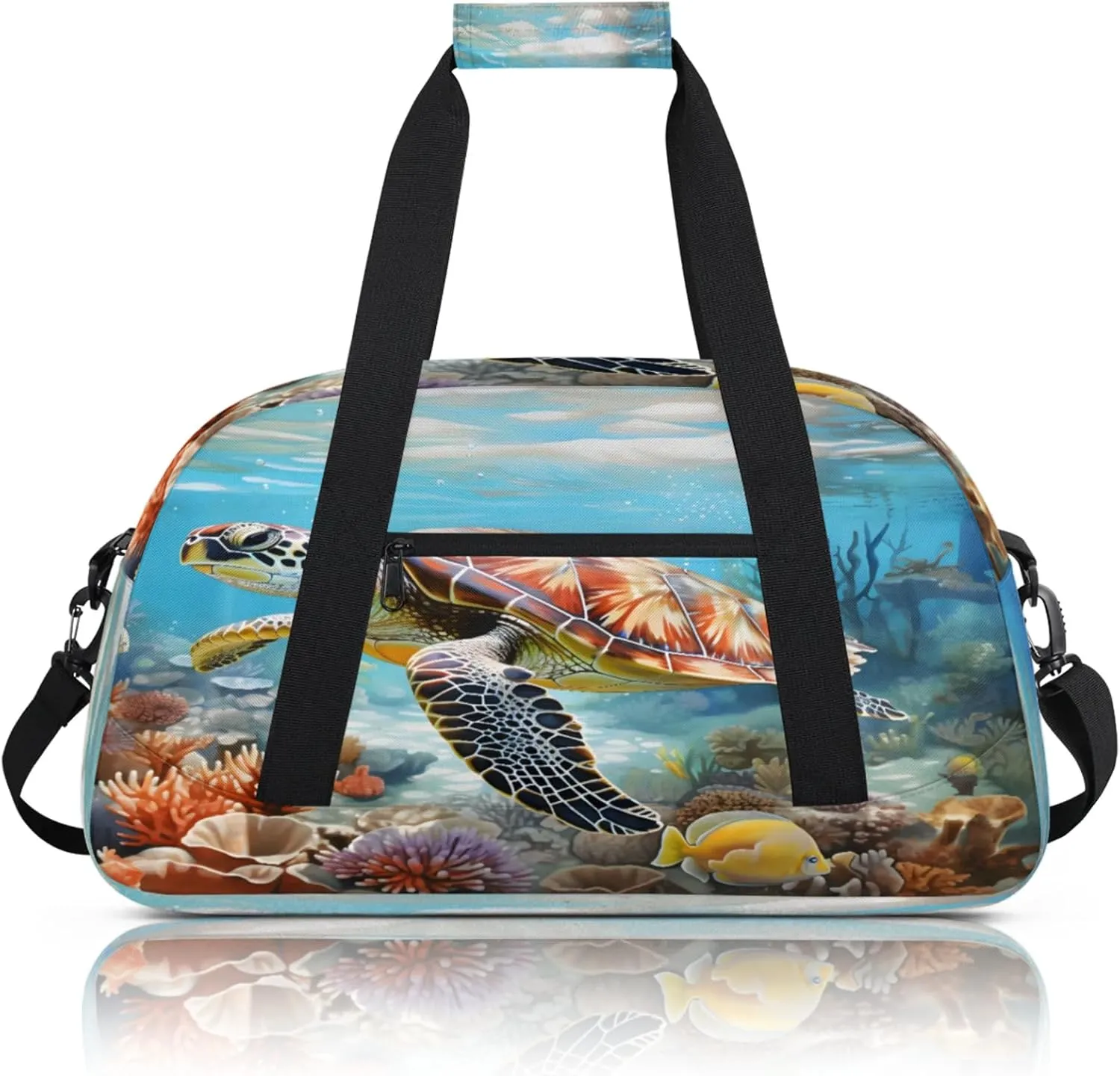 Sea Turtles Ocean Animal Small Gym Bag 18 inch Carry On Duffel Bag for Weekender Travel Sports Workout Yoga Gymnastics Dance Ballet