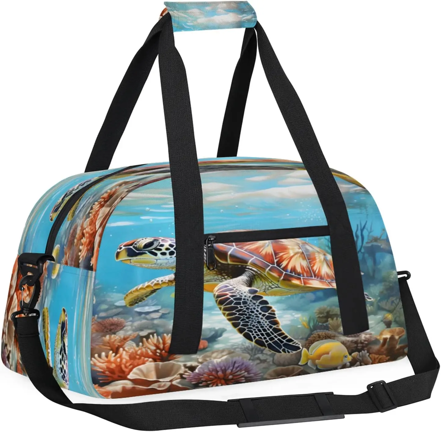 Sea Turtles Ocean Animal Small Gym Bag 18 inch Carry On Duffel Bag for Weekender Travel Sports Workout Yoga Gymnastics Dance Ballet