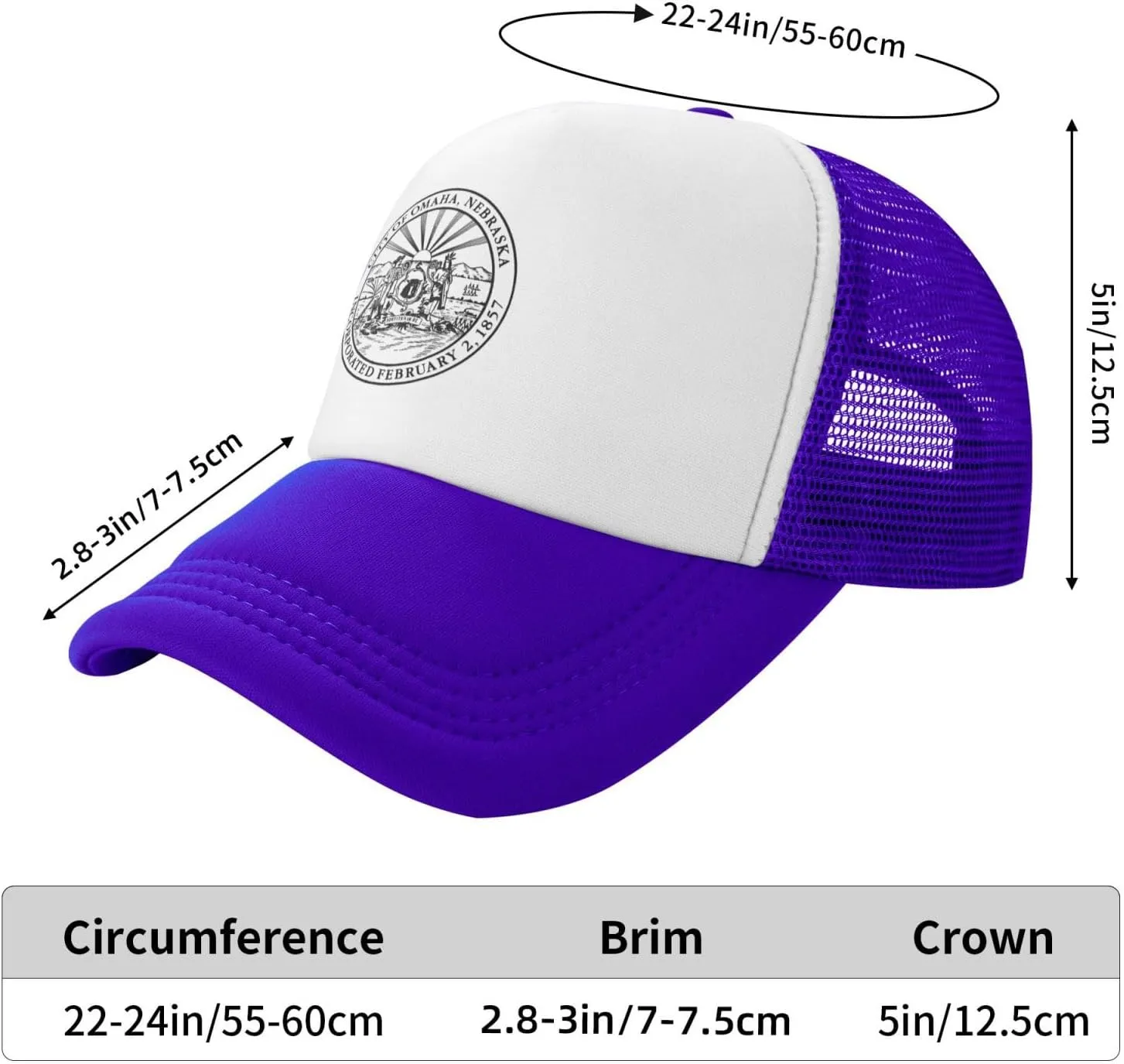 Seal of Omaha, Nebraska Baseball Cap for Men Women Adjustable Breathable Mesh Trucker Hat Unisex