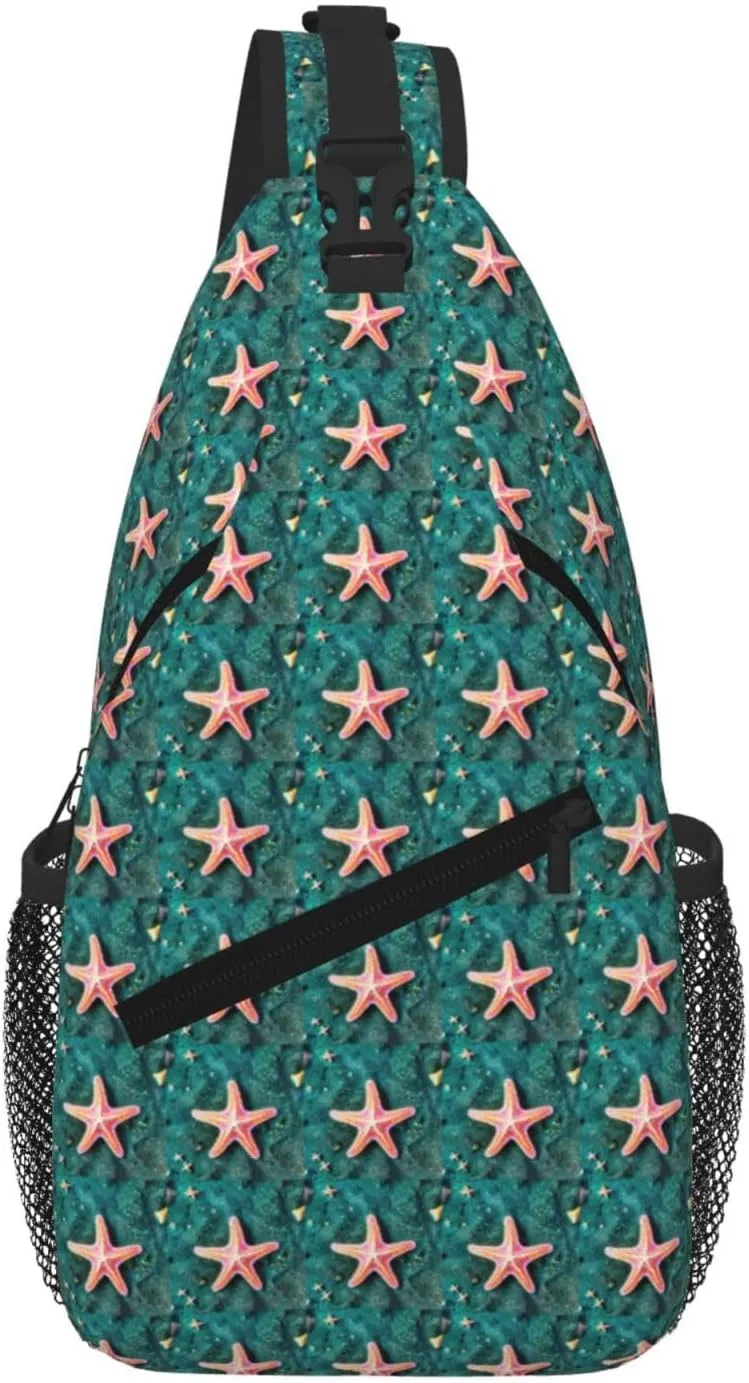 Seawater Seashell Starfish Men Casual Diagonal Chest Bag Cross Package Diagonally Women Travel Satchel Single Shoulder Bag