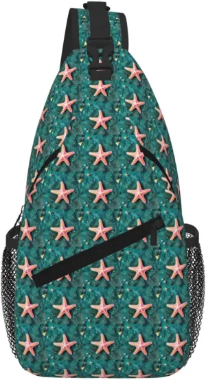 Seawater Seashell Starfish Men Casual Diagonal Chest Bag Cross Package Diagonally Women Travel Satchel Single Shoulder Bag