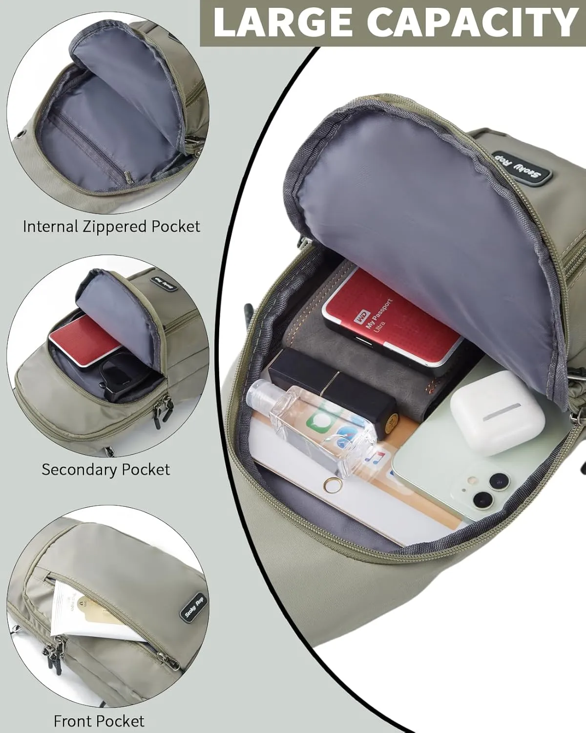 Seoky Rop Small Sling Bag Crossbody for Men Women One Strap Shoulder Cross Body Bag Sling Backpack for Travel